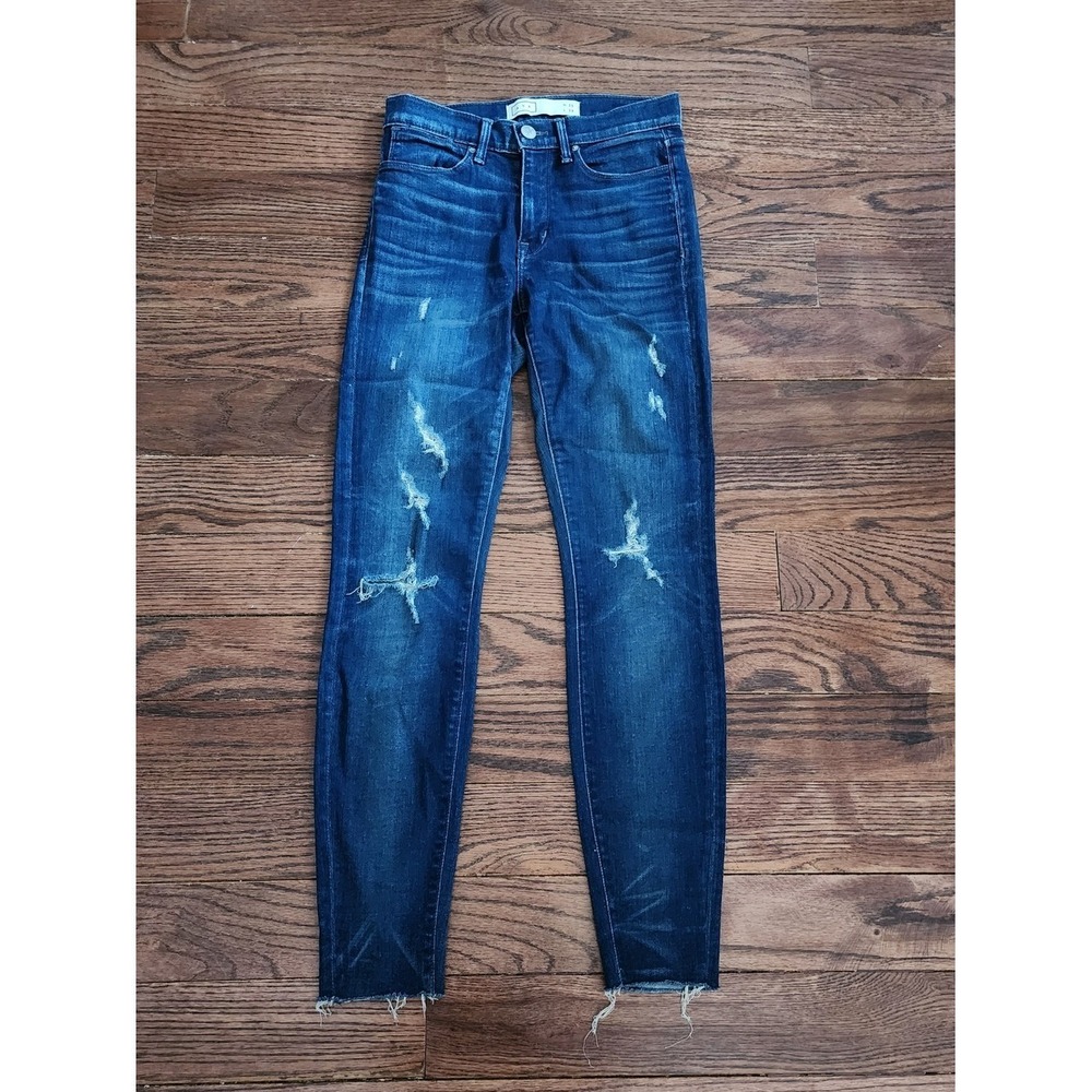 AYR Skinny Jeans Women Size 25 Blue Distressed Raw Hem Edgy Streetwear designer